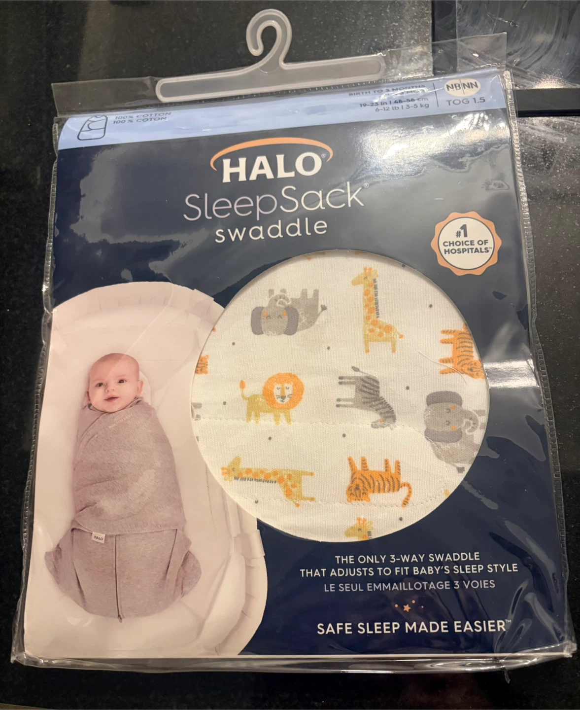 HALO SleepSack Swaddle - NB/NN, 6-12 lbs, 100% Cotton