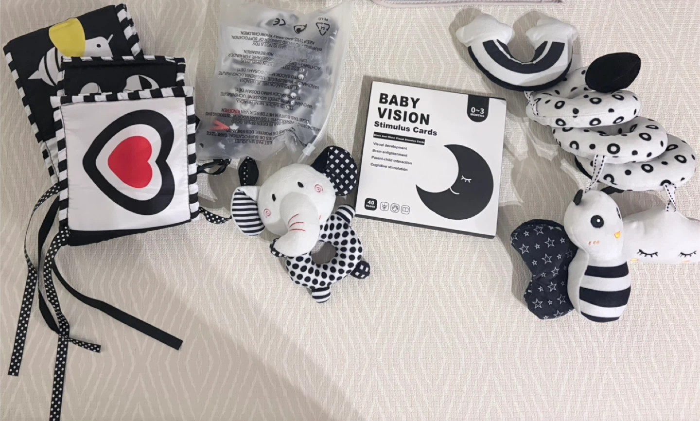 Black and White Sensory Toy Set for Babies