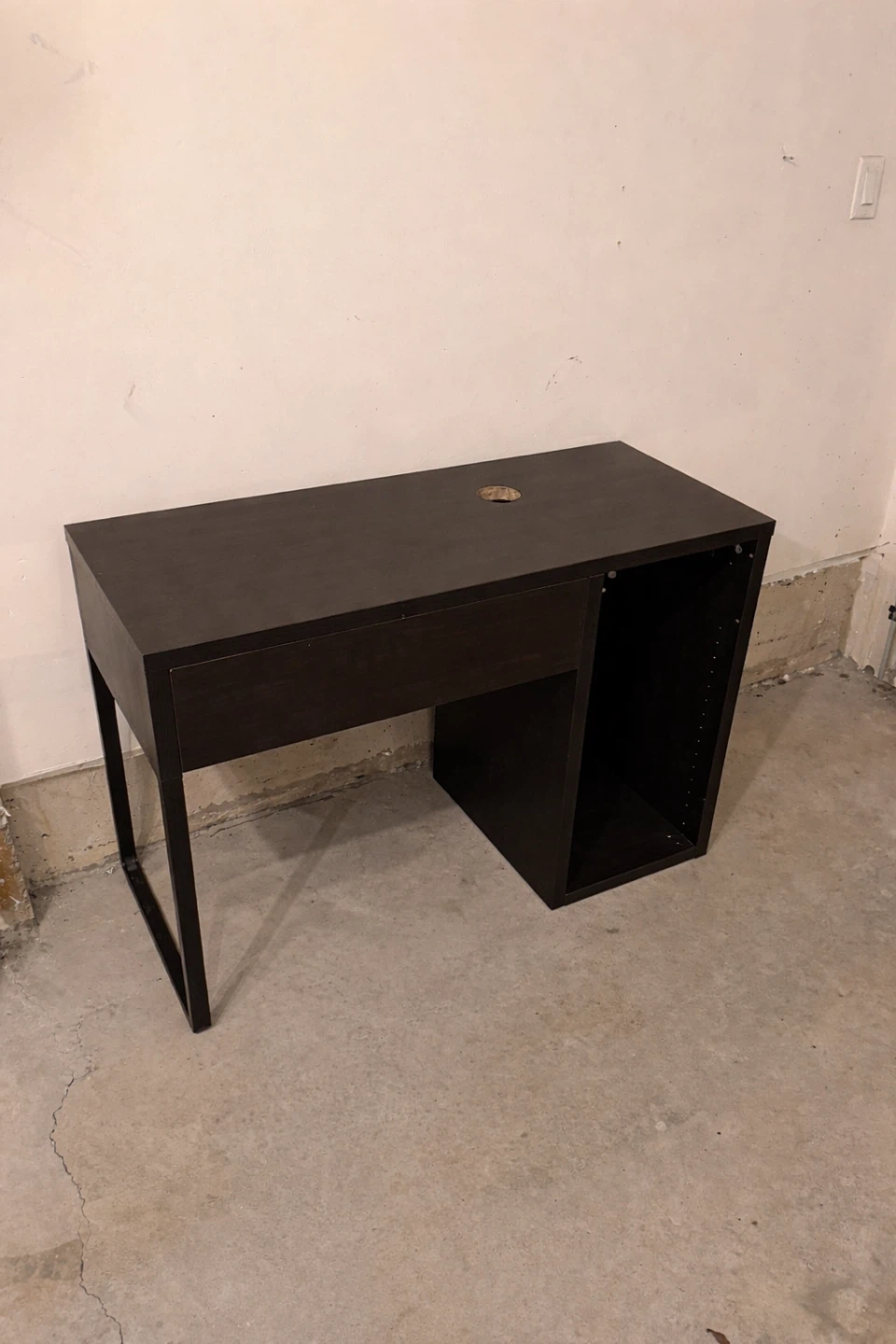 Dark Brown Desk with Drawer and Shelving Unit - photo 2