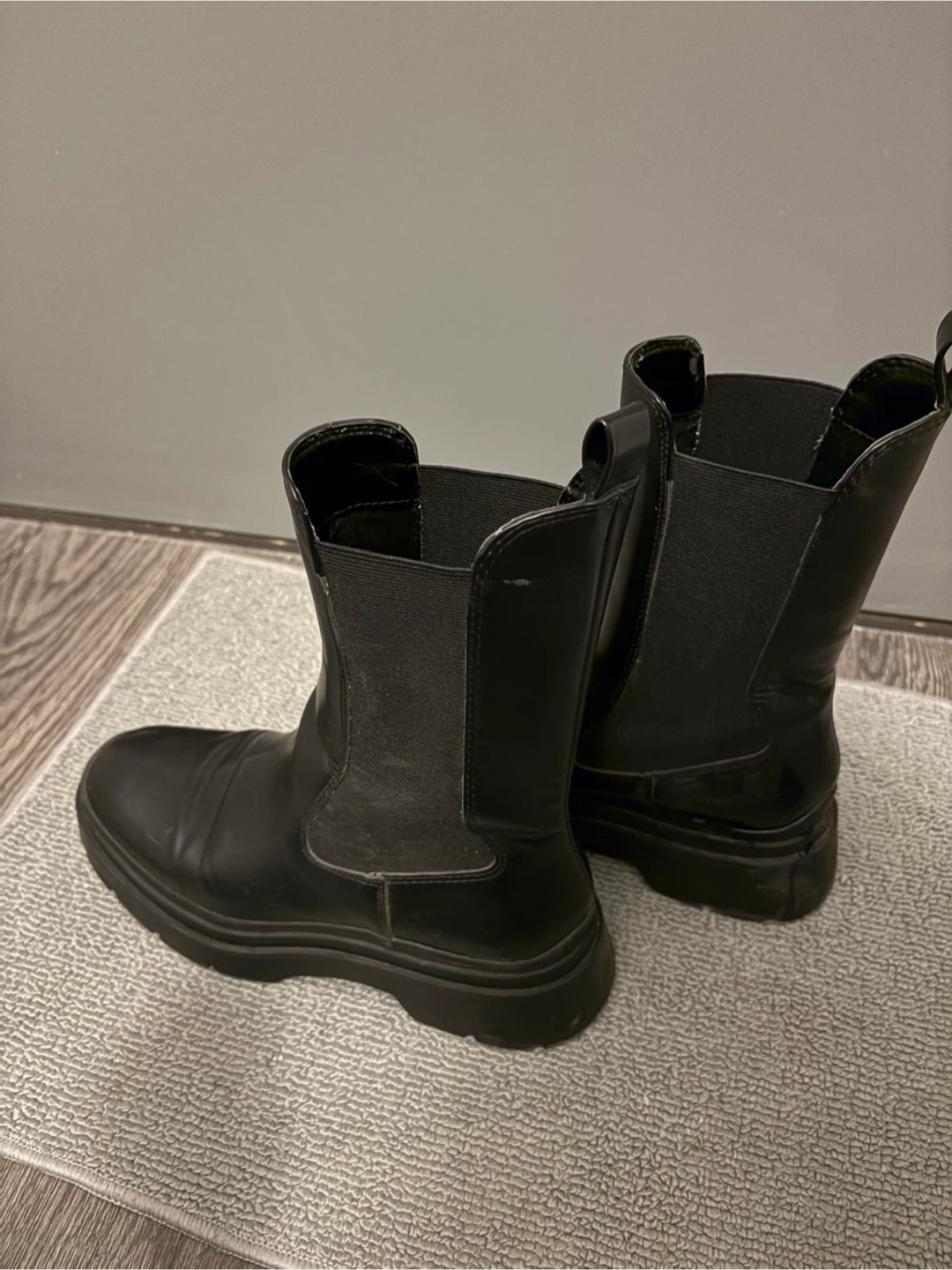 Bershka Black Flat Elastic Ankle Boots Size 8