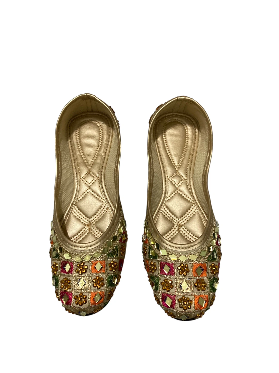 Gold Embellished flat shoes