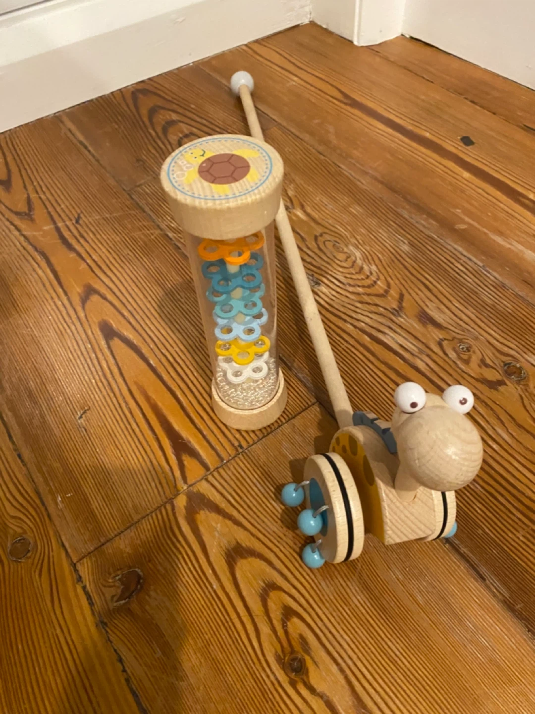 Wooden rain shaker  and Snail Pull Toy