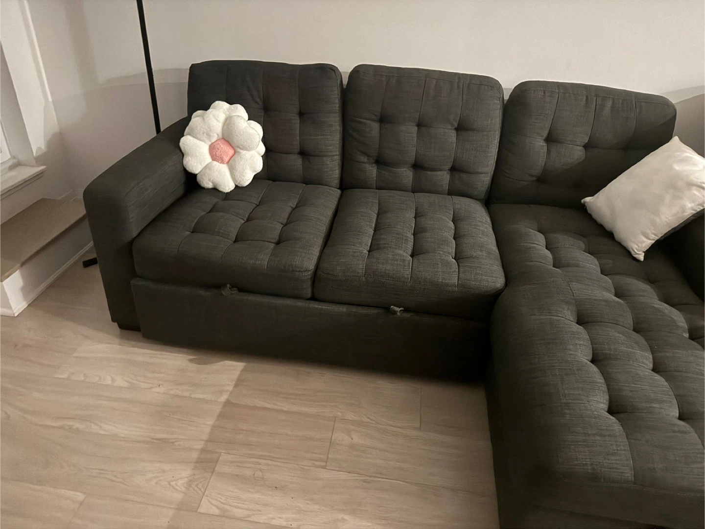 Dark Grey Sectional Sofa with Storage Chaise