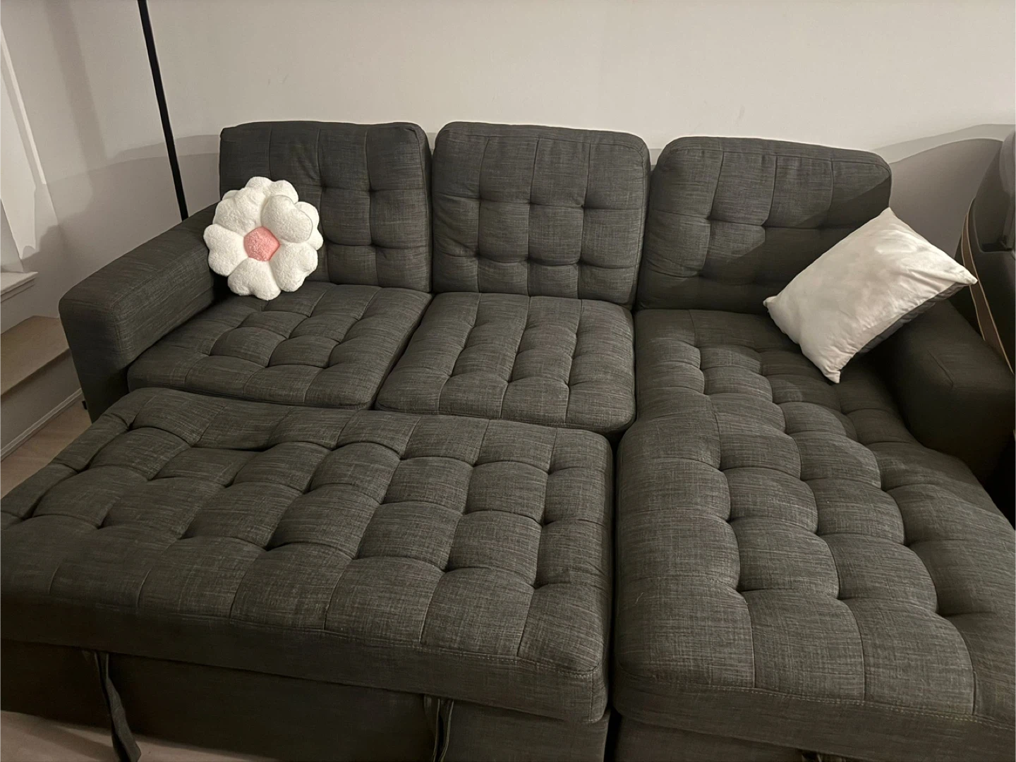 Dark Grey Sectional Sofa with Storage Chaise - photo 2