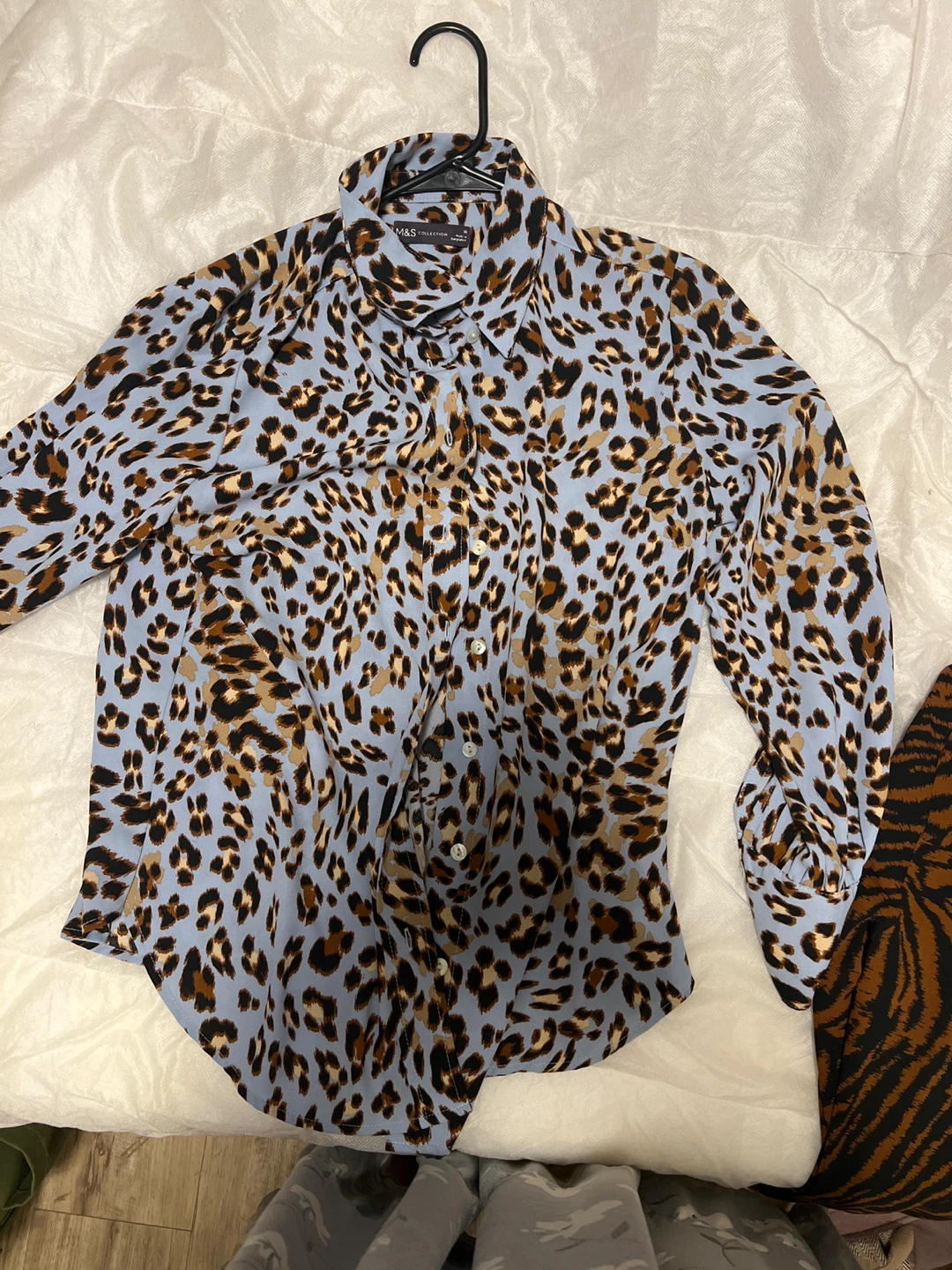 M&S Collection Blue Leopard Print Button-Up Shirt