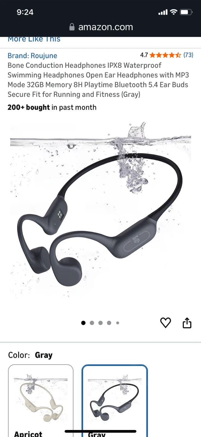 Roujune Bone Conduction Headphones Gray