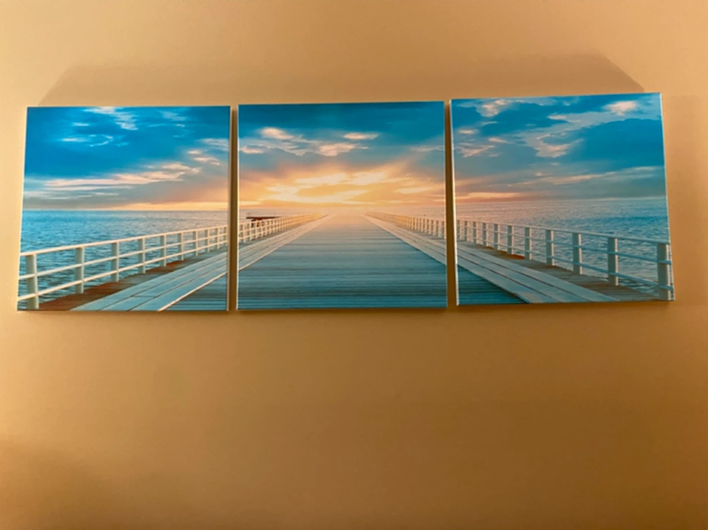 Triptych Canvas Print: Sunset Pier Wall Art