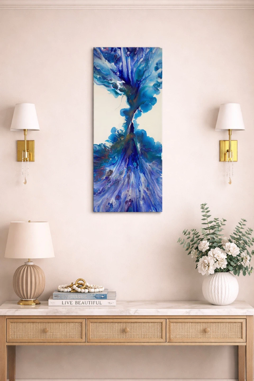 Abstract Fluid Art Canvas Painting - 8x20 - photo 2