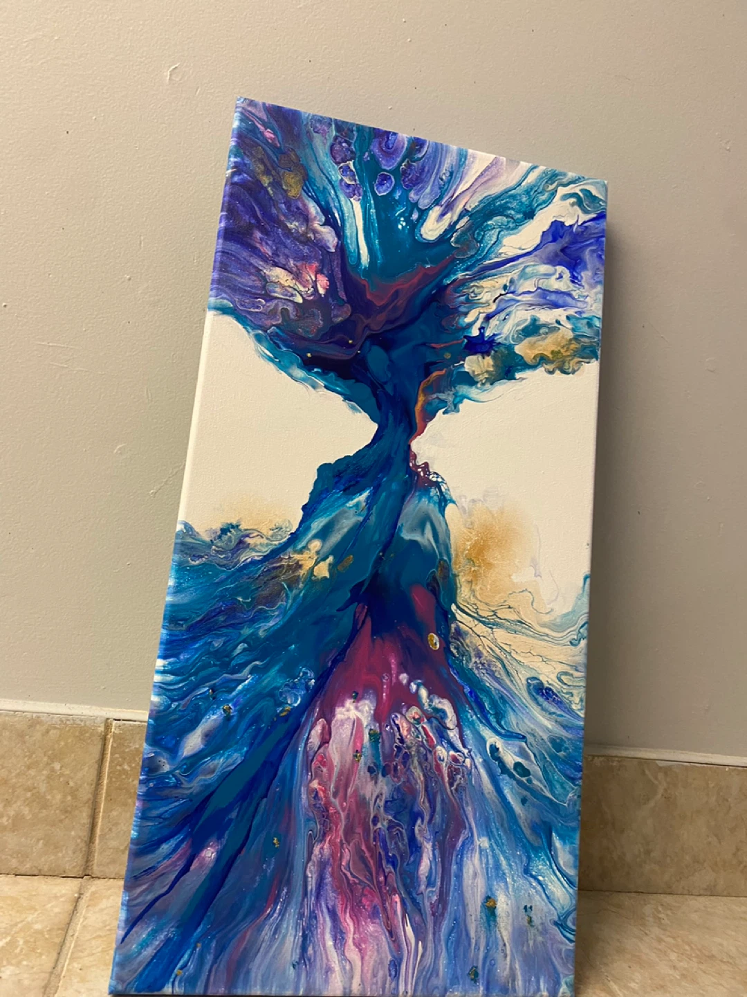 Abstract Fluid Art Canvas Painting - 8x20 - photo 5