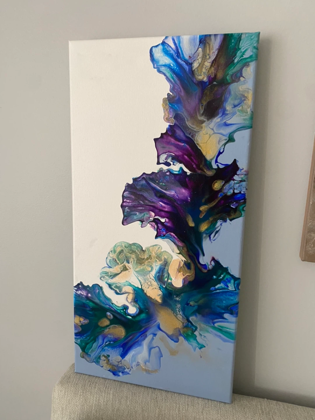 Abstract Fluid Art Canvas Painting - 8x20