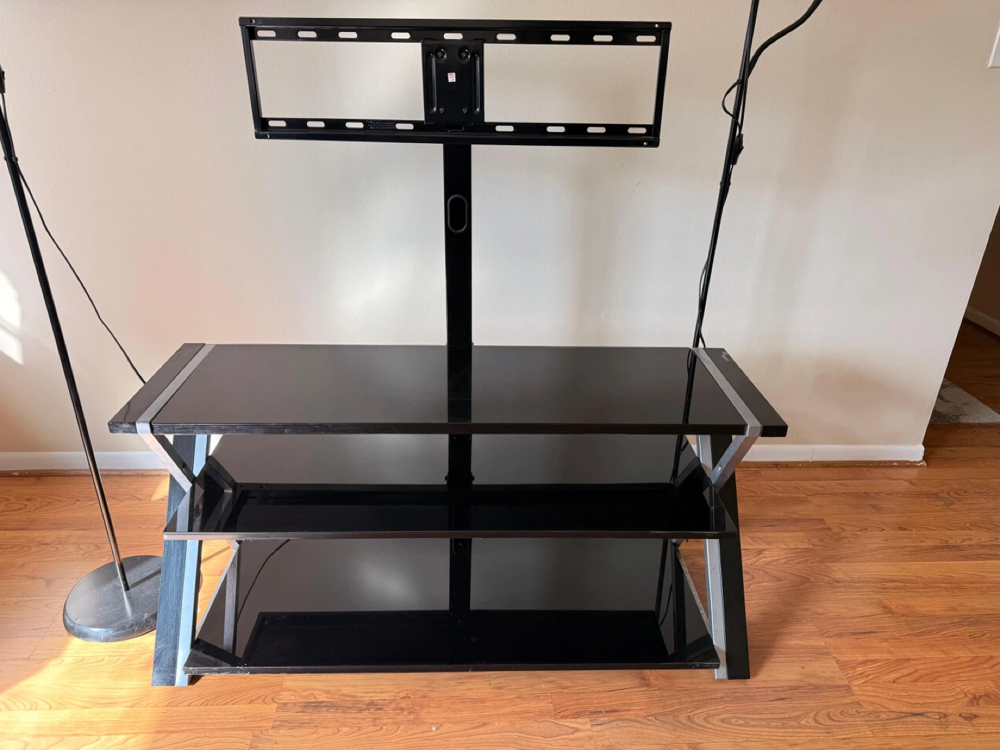 Black Glass TV Stand with Mount