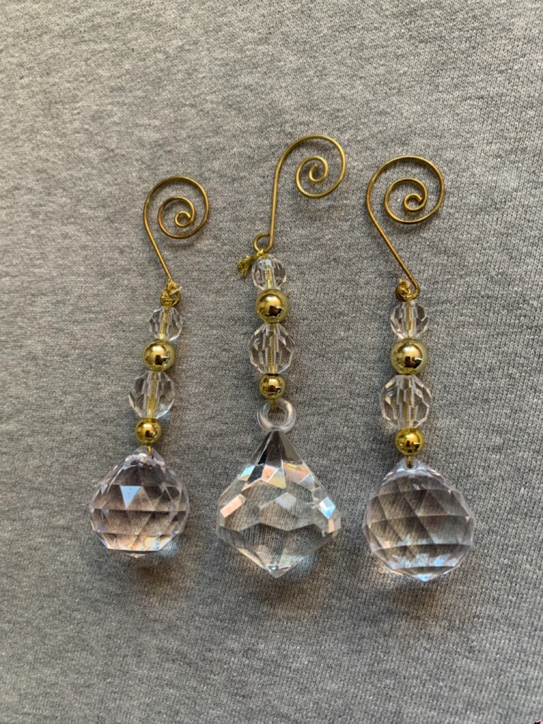 Set of 3 Crystal Hanging Ornaments