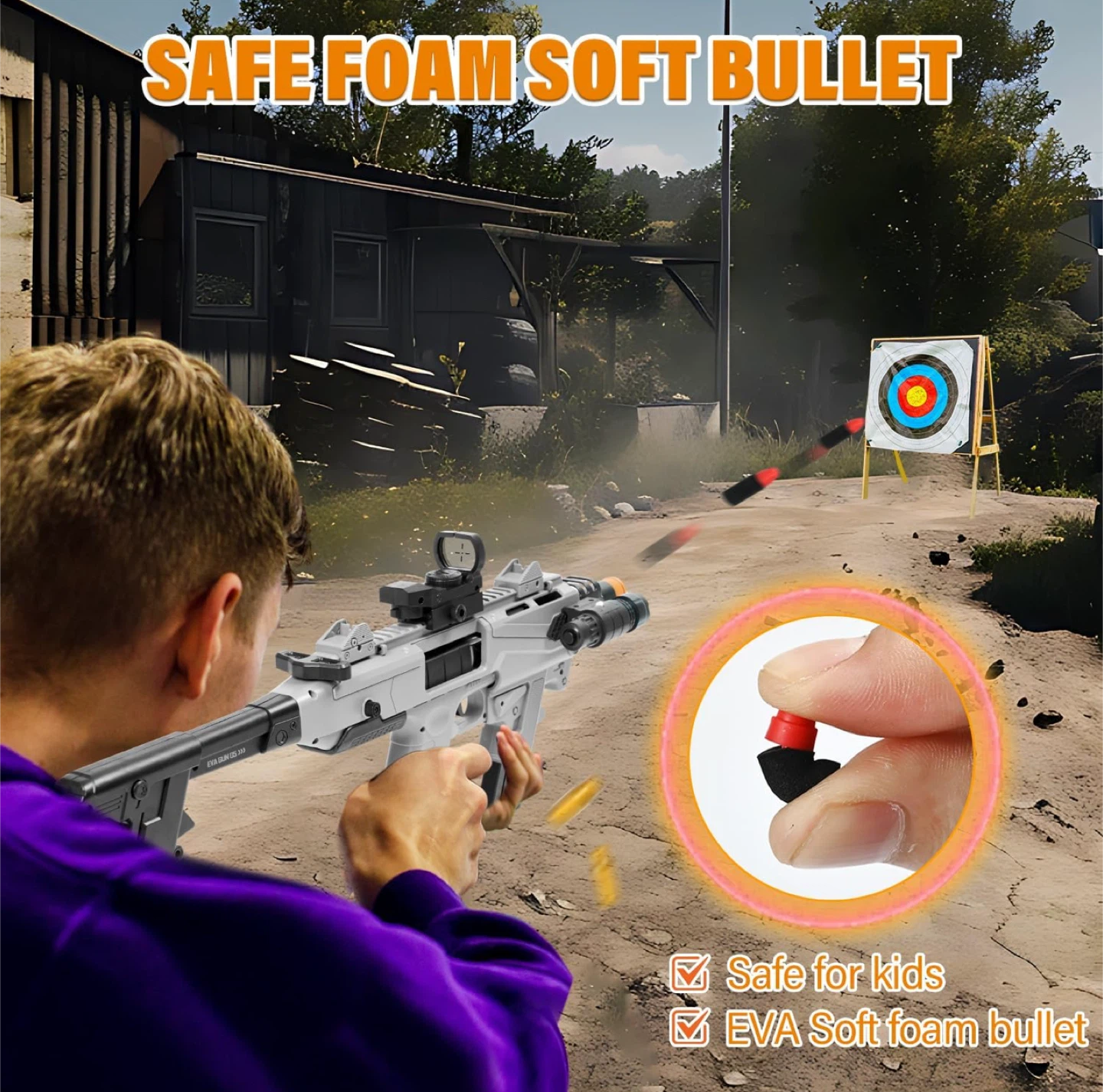 Safe Foam Soft Bullet Toy Gun with Jumping Bullets