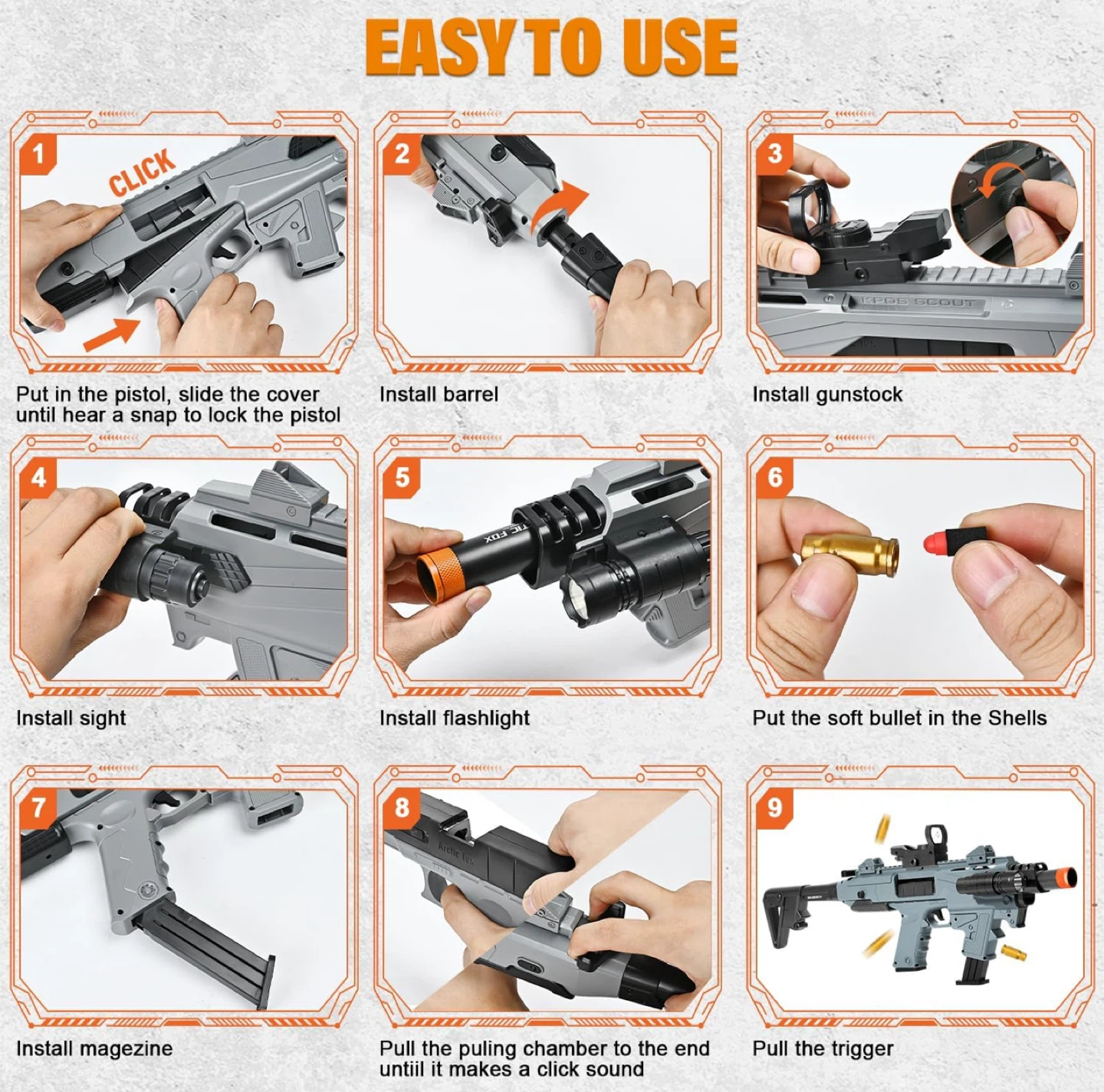 Safe Foam Soft Bullet Toy Gun with Jumping Bullets - photo 2