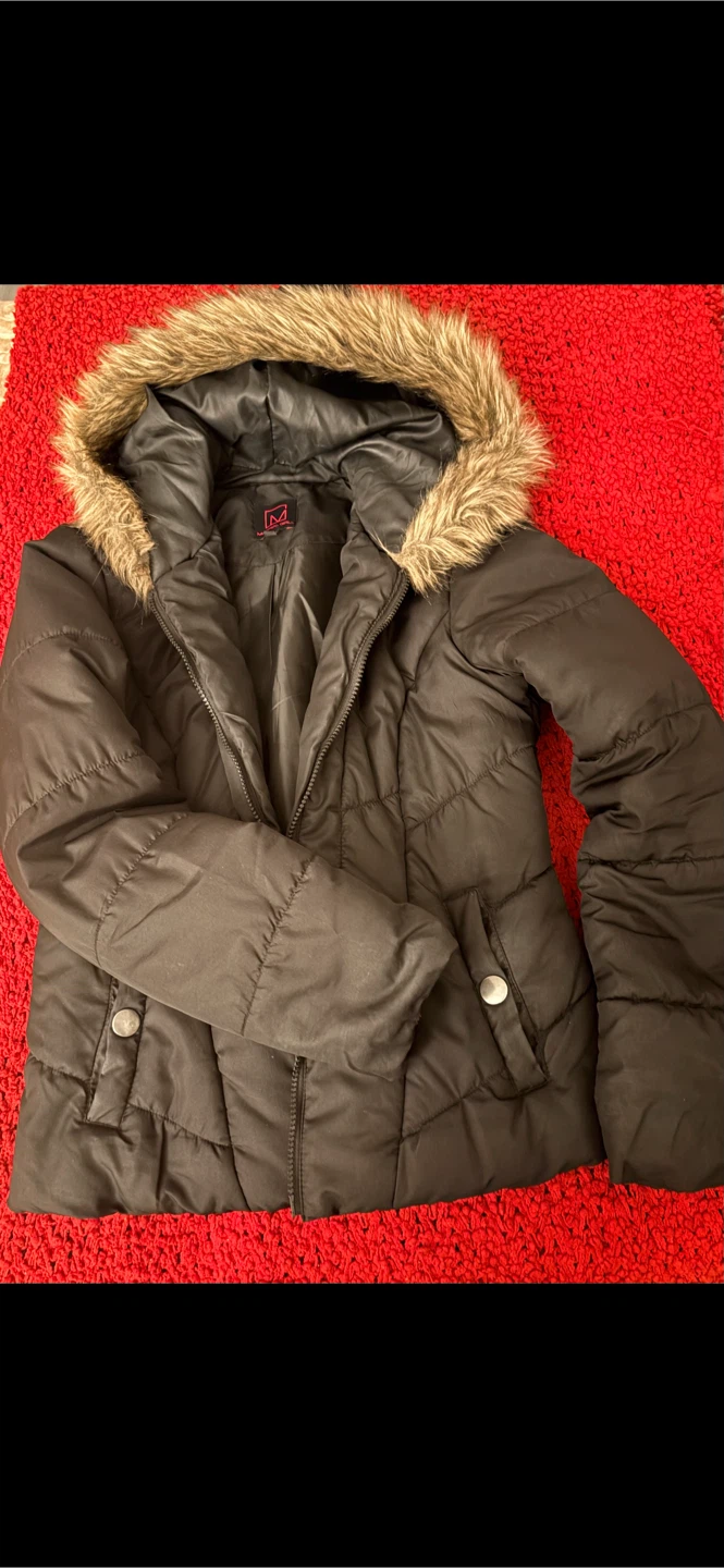 Black Puffer Jacket with Fur Hood - photo 2