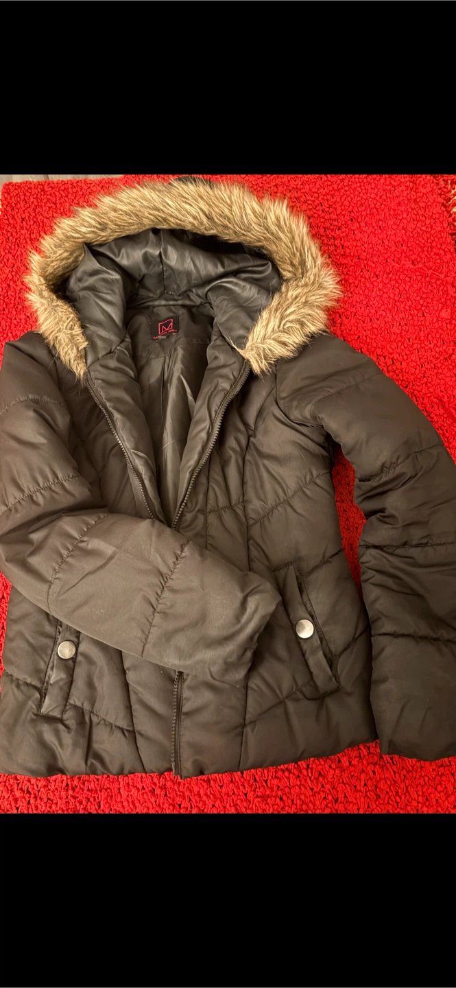 Black Puffer Jacket with Fur Hood - photo 3