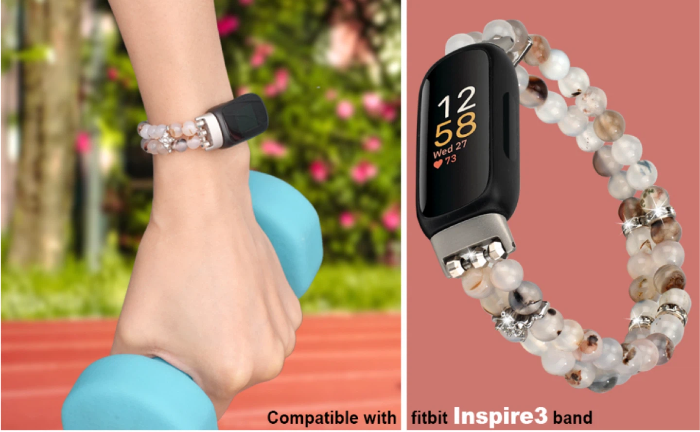 Fitbit Inspire 3 Band - Beaded Bracelet Style