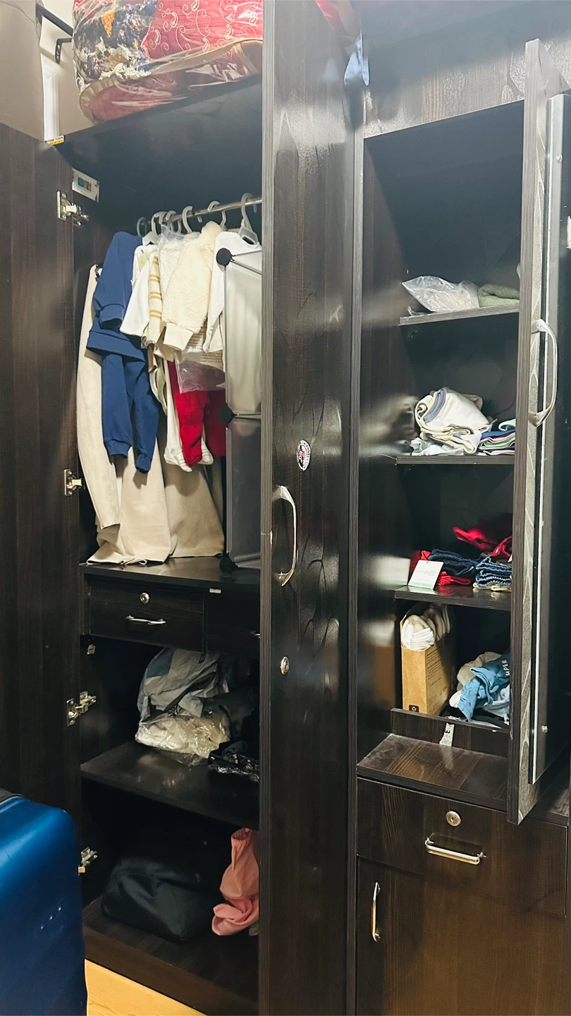 Dark Wood Wardrobe with Mirror - photo 2