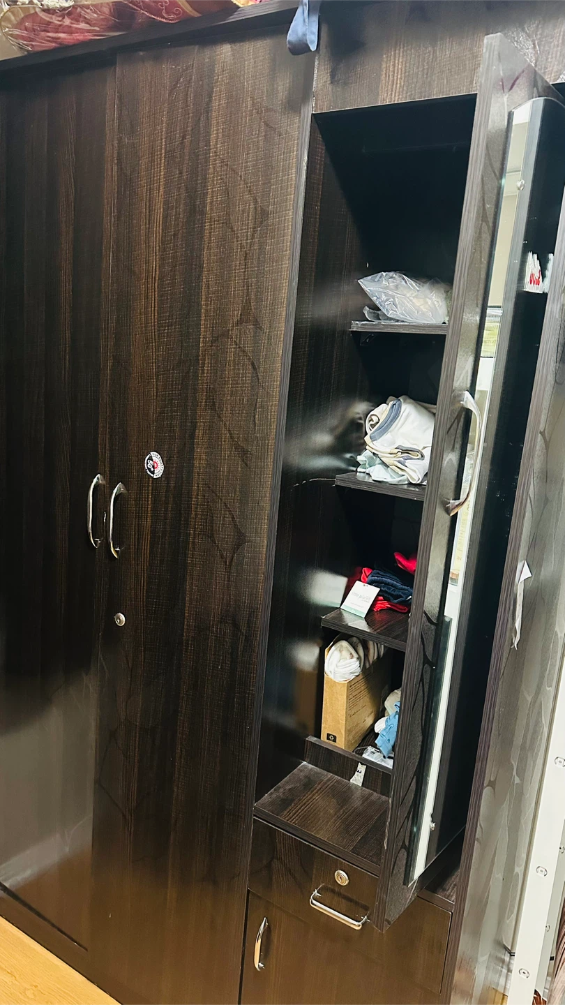 Dark Wood Wardrobe with Mirror