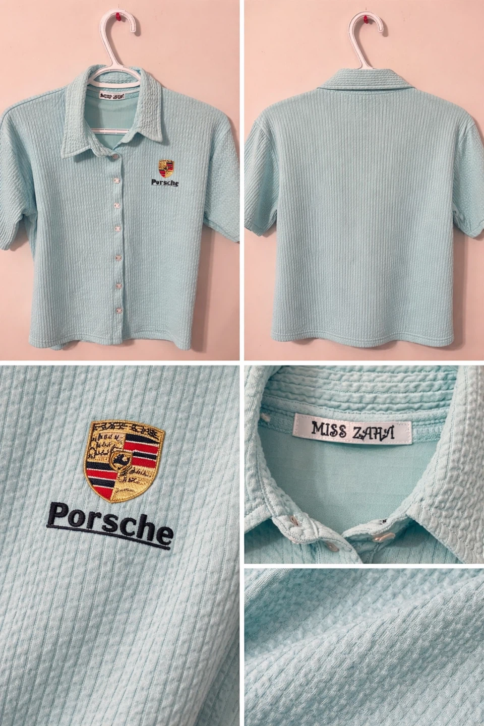 Light Blue Porsche Button-Up Shirt