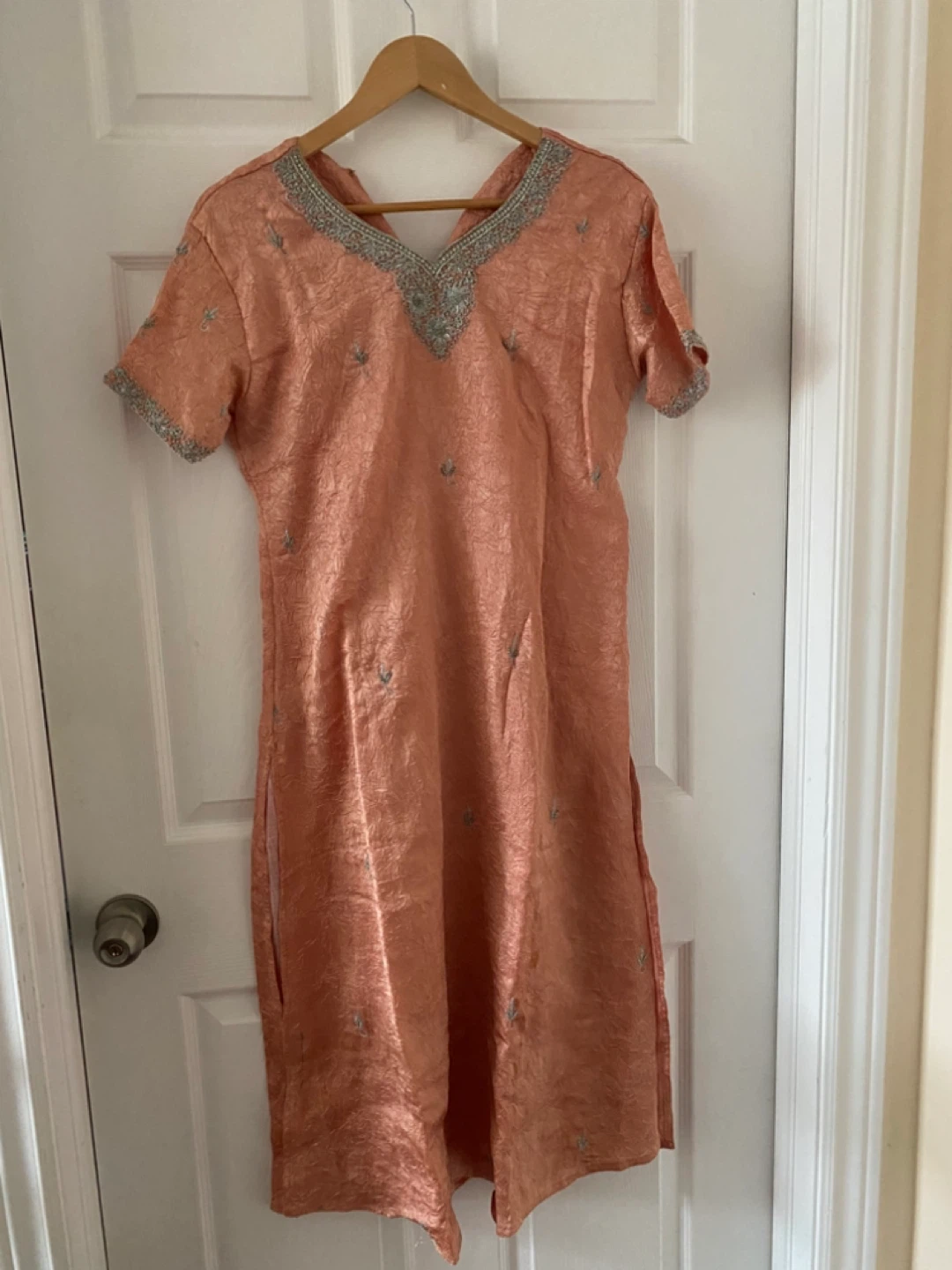 Women's Embroidered Kurti Set with Pants and Scarf
