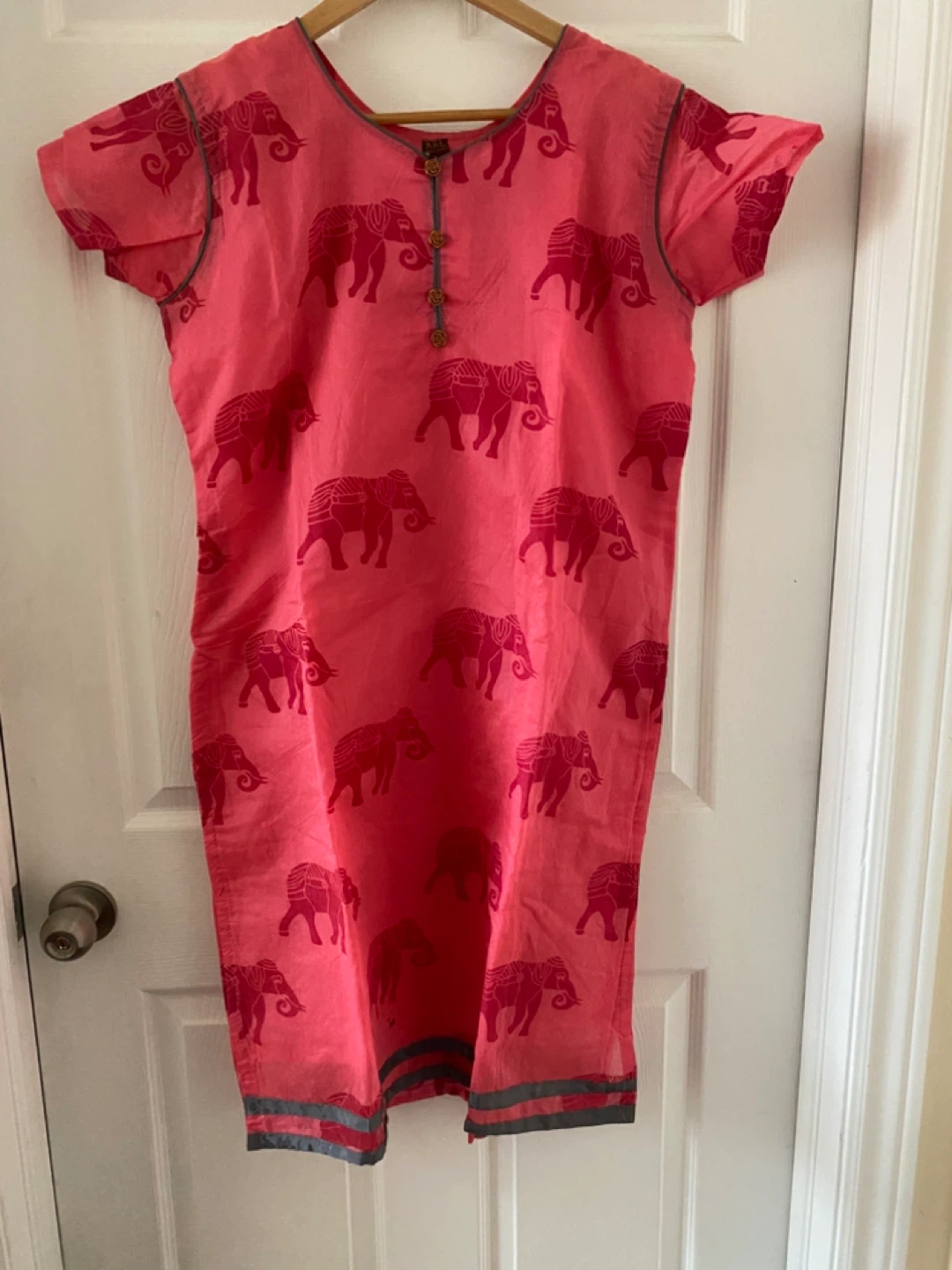 Pink Elephant Print Kurta Set