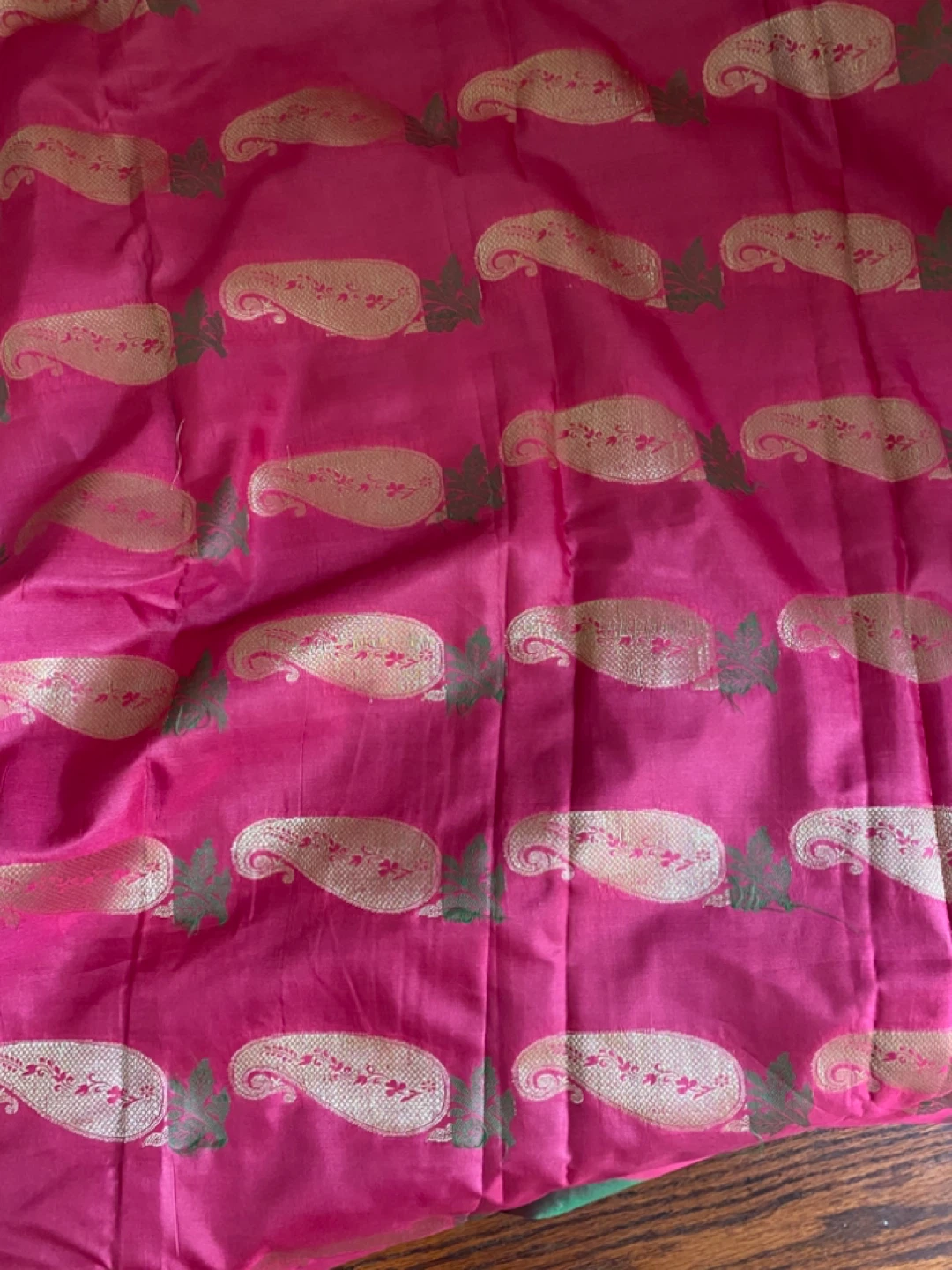 Blue Silk Saree with Pink Border - photo 4