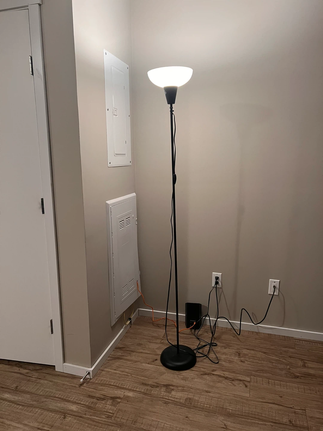 IKEA Black Floor Lamp with Frosted Shade