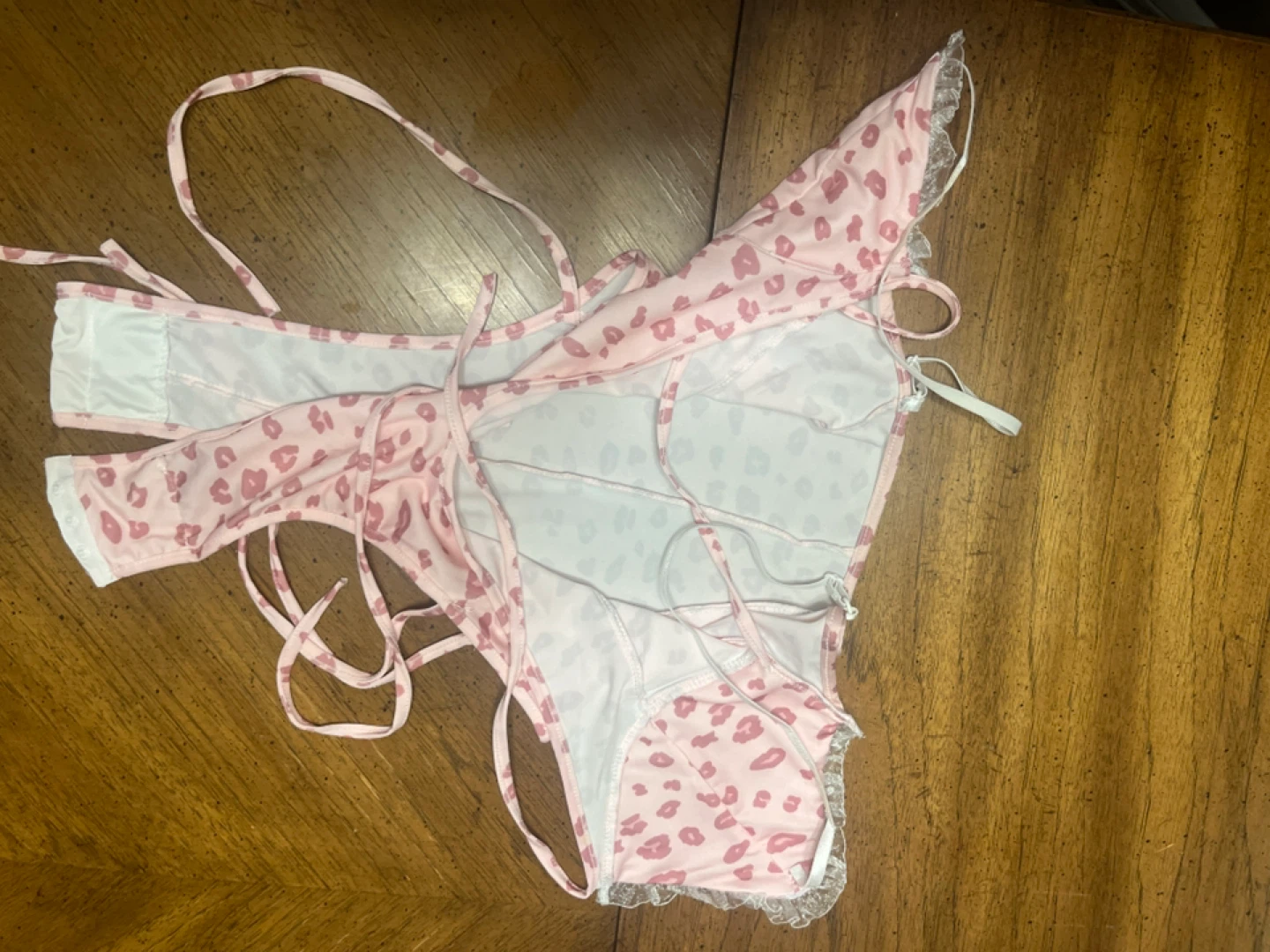 Pink Leopard Print Lingerie Set