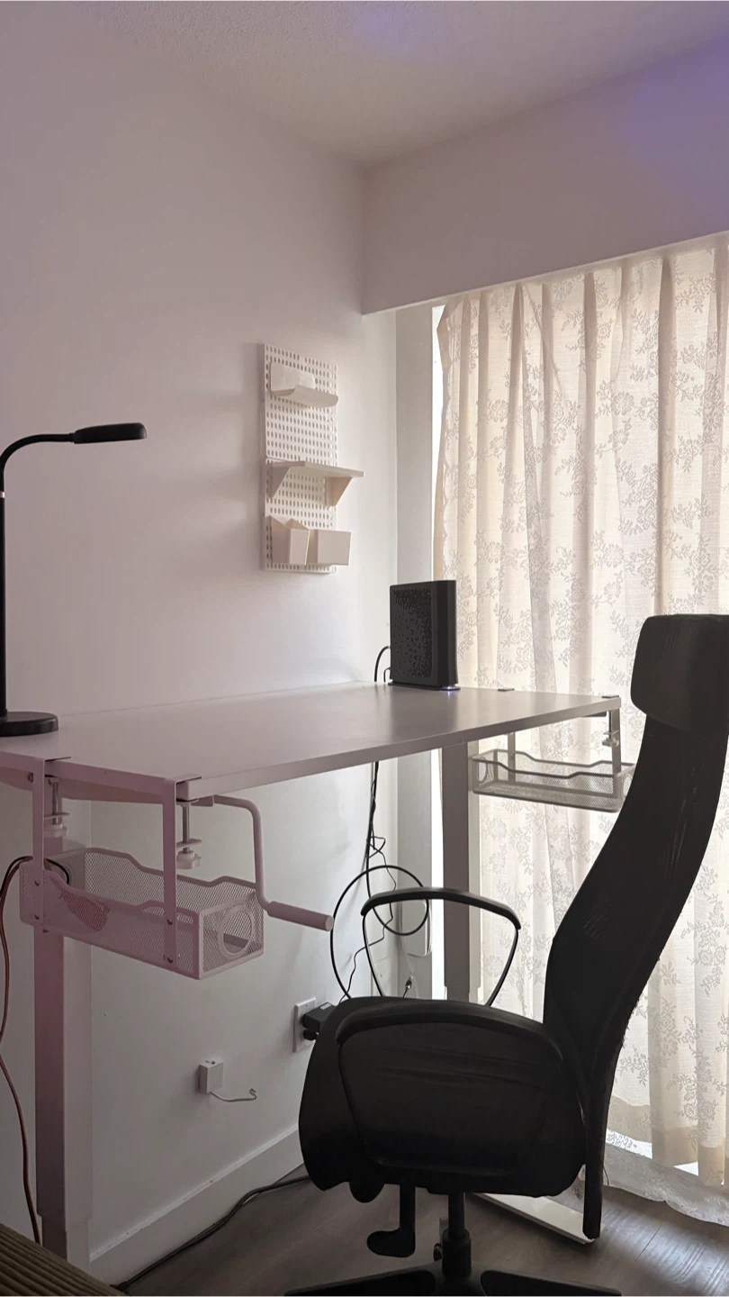 White Standing Desk + Chair + Cord Organizer - photo 2