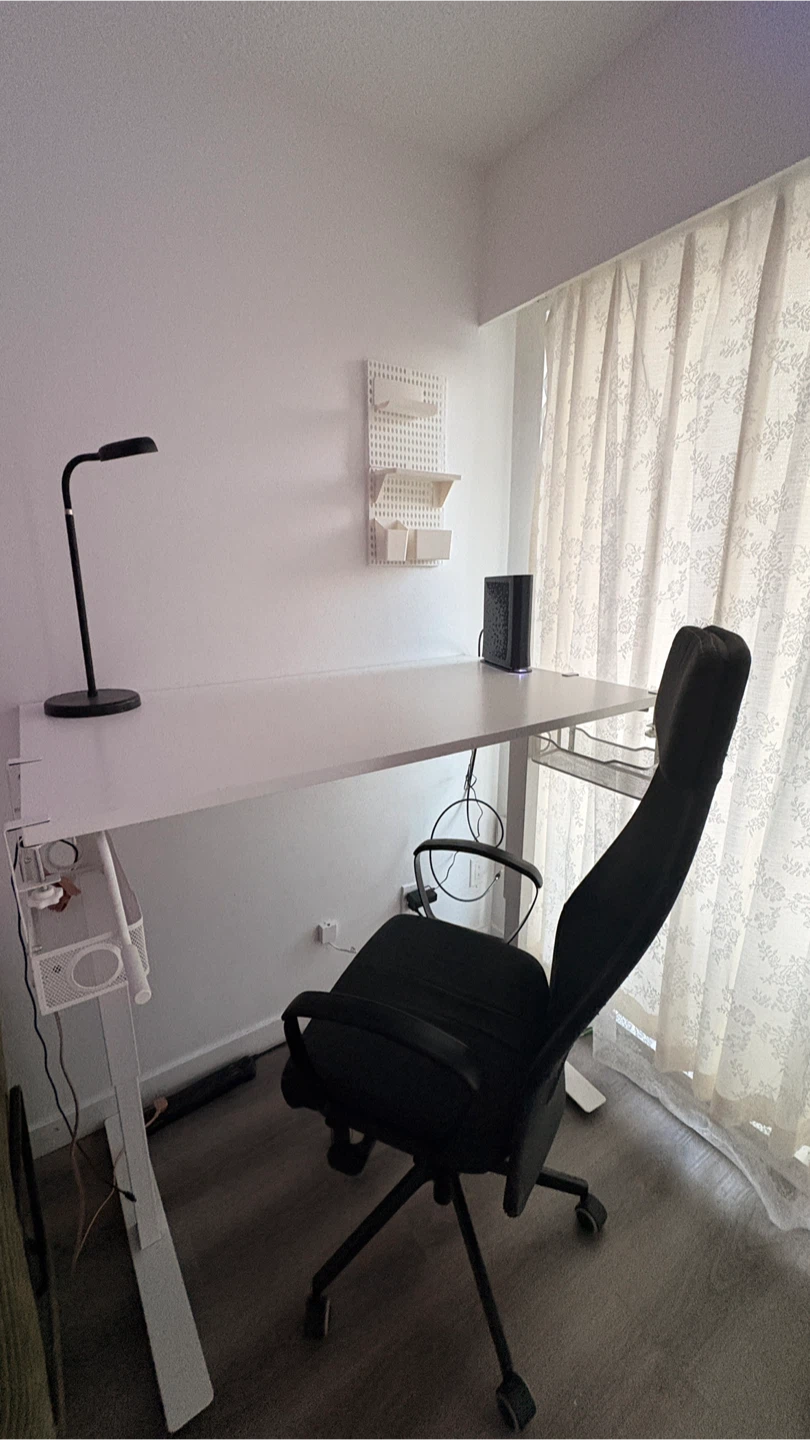 White Standing Desk + Chair + Cord Organizer - photo 3