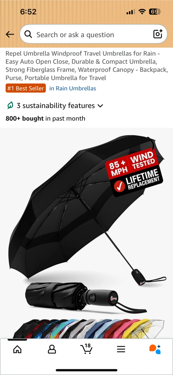 Repel Umbrella Windproof Travel Umbrella