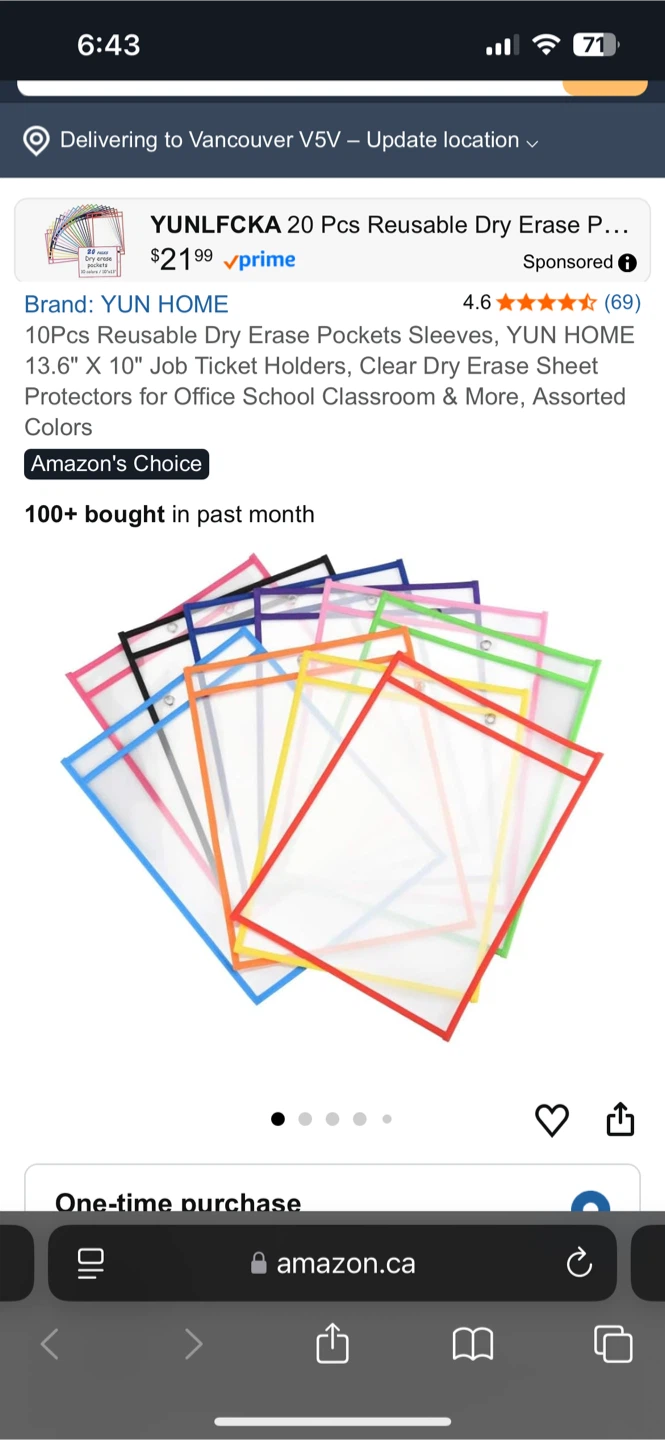 10Pcs Reusable Dry Erase Pockets Sleeves