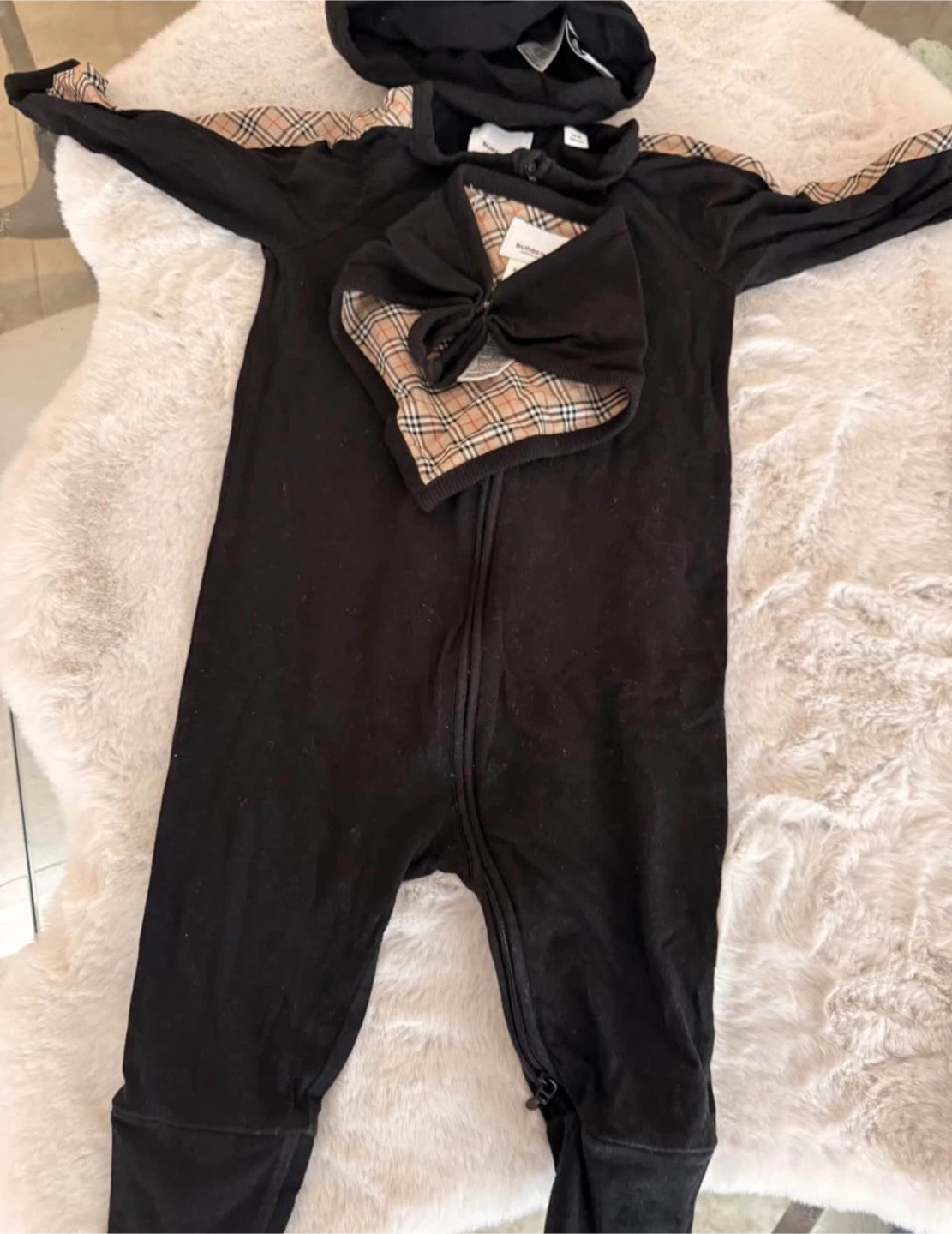 Burberry Baby Snowsuit Black Plaid 18M