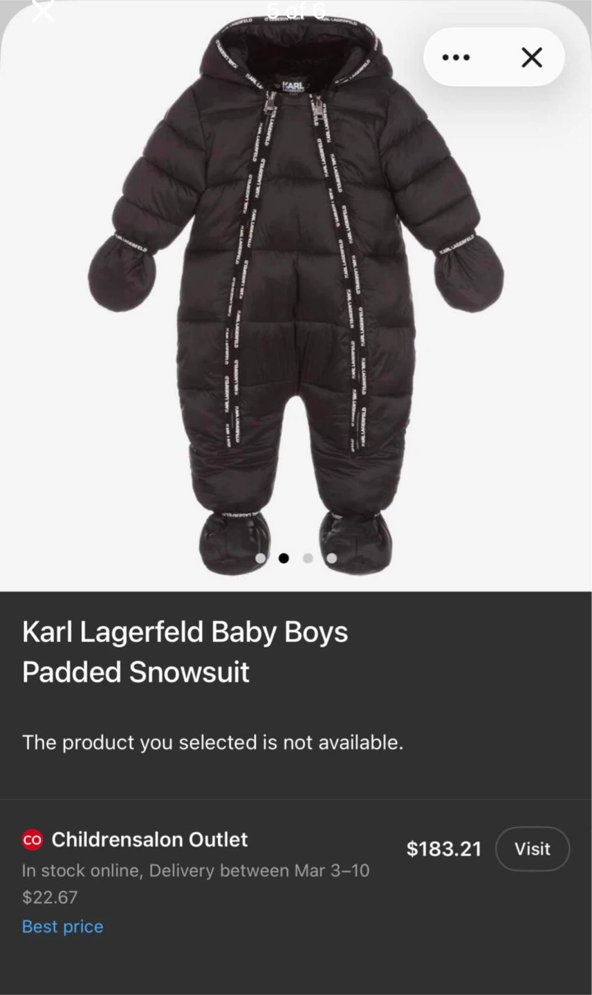 Karl Lagerfeld Kids Padded Snowsuit 18M / 81cm Black - photo 4
