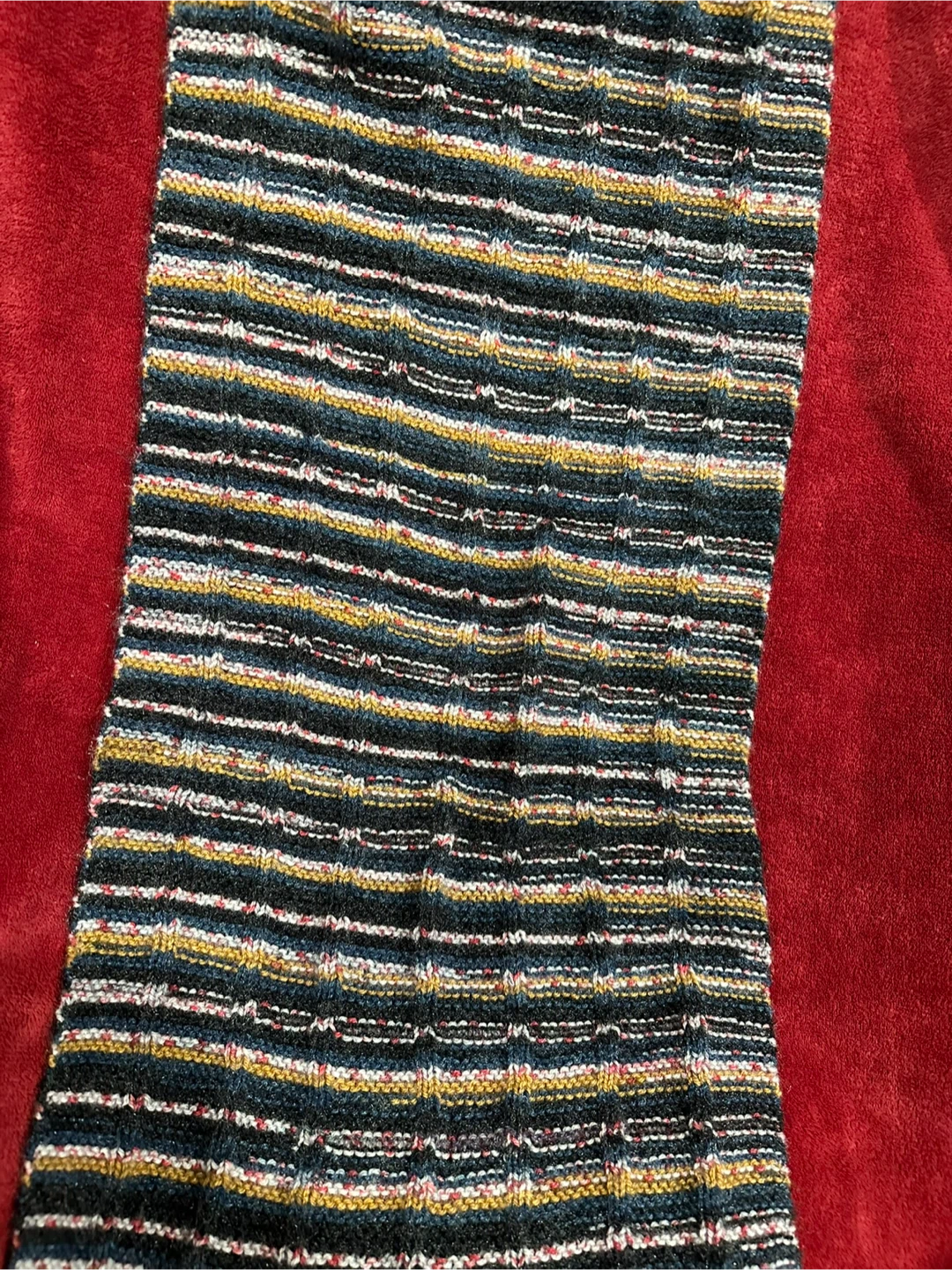 Hand knitted Striped Knit Scarf with Fringe - photo 4
