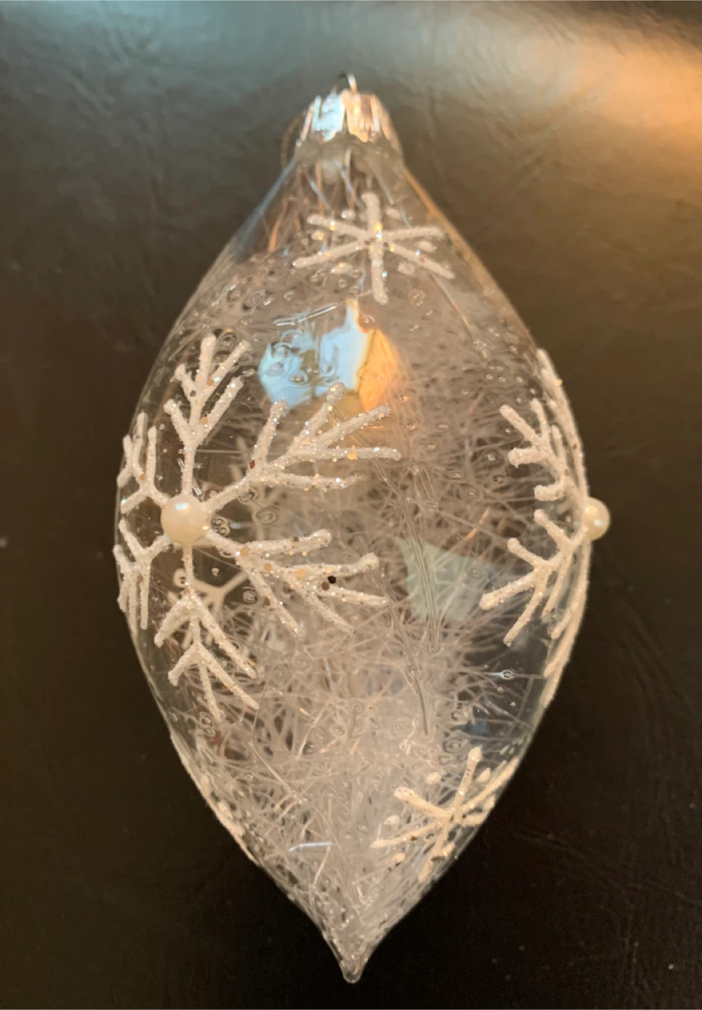 Clear Glass Snowflake Decal Ornament