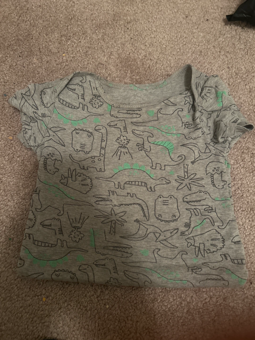 Baby Onesie Grey Dinosaur Print