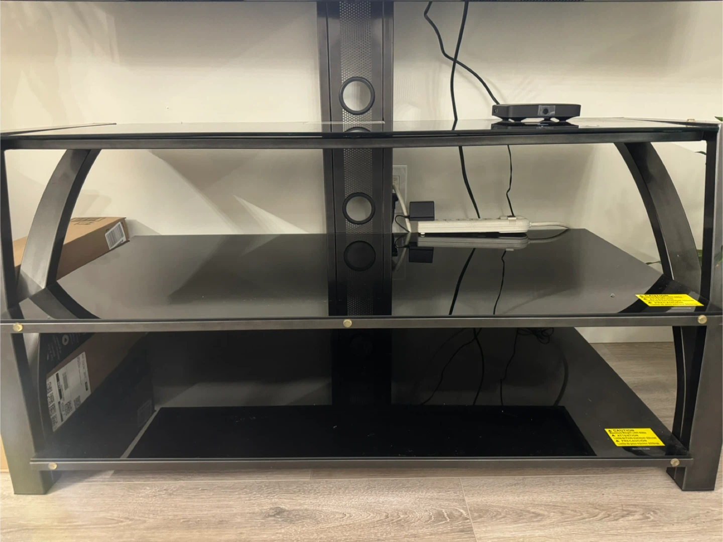Black Glass 3-Shelf TV Stand