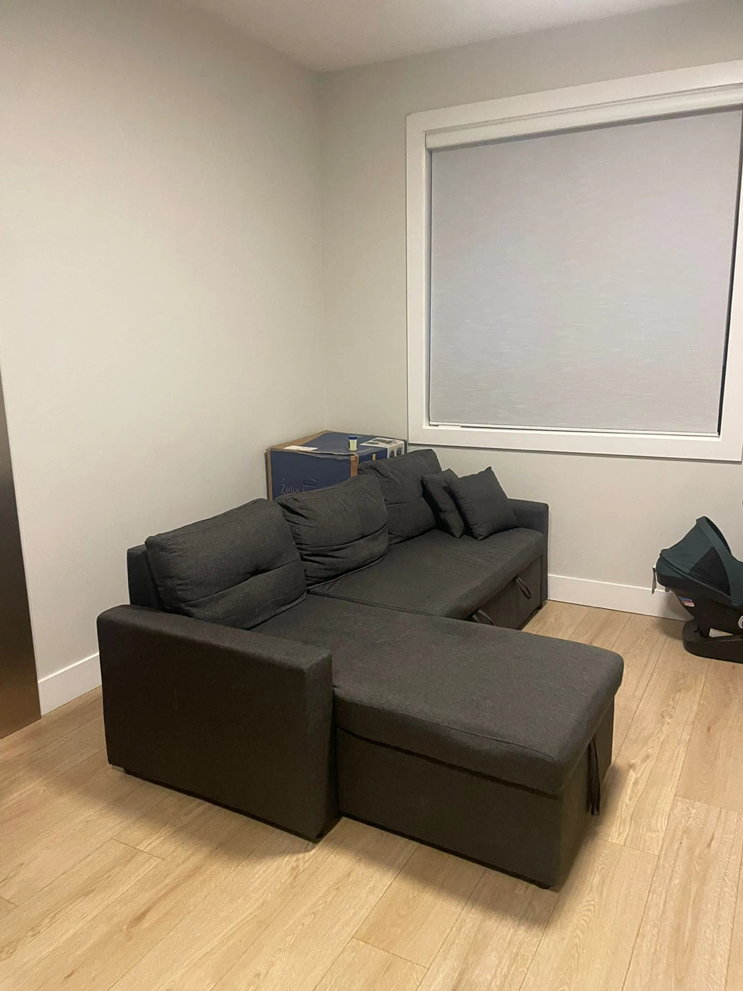 Dark Grey Sectional Sofa Bed with Storage