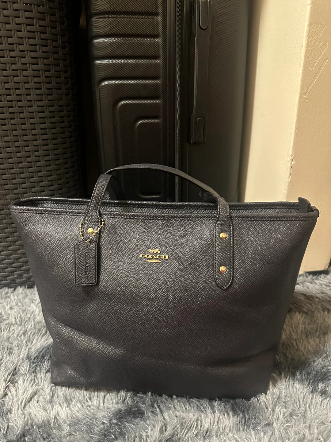 Coach Black Leather Tote Bag