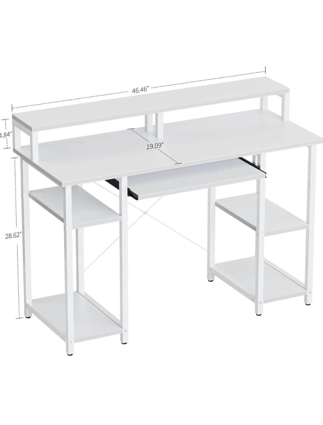 White computer desk with shelves and chair - photo 2