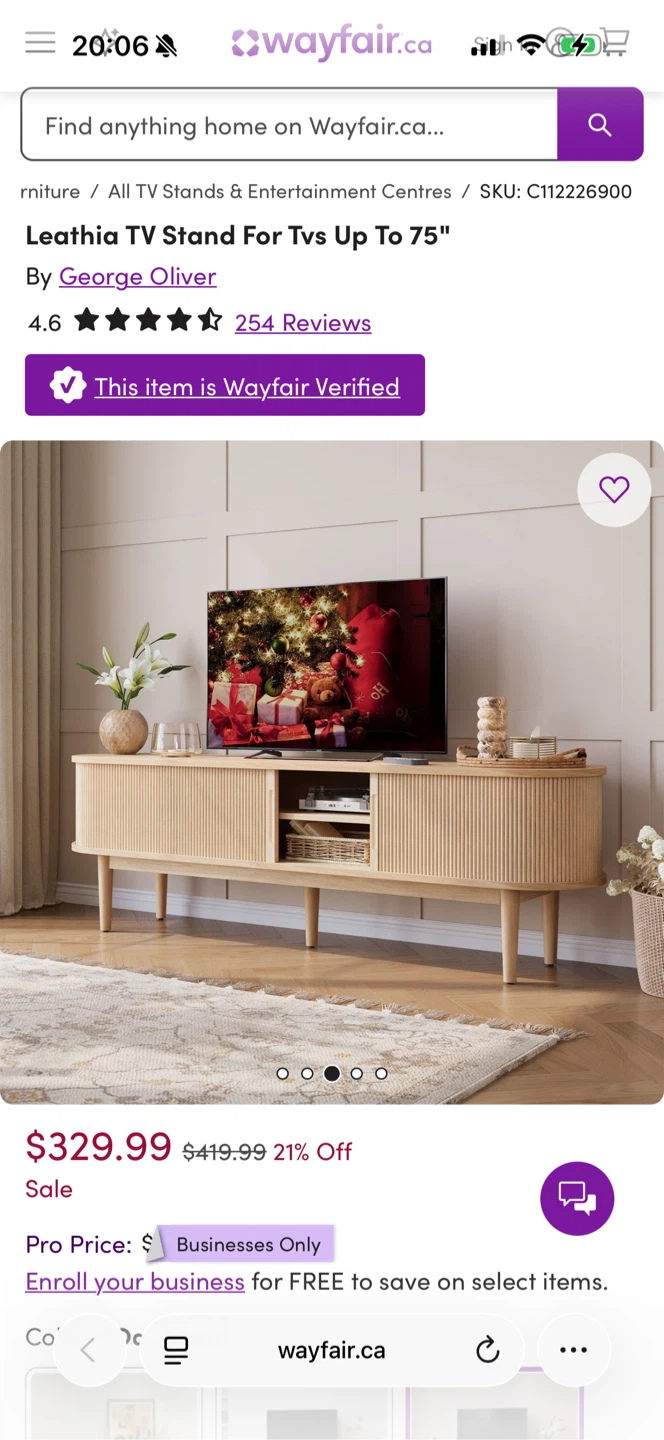 Linsy Home TV Stand - Oak Wood