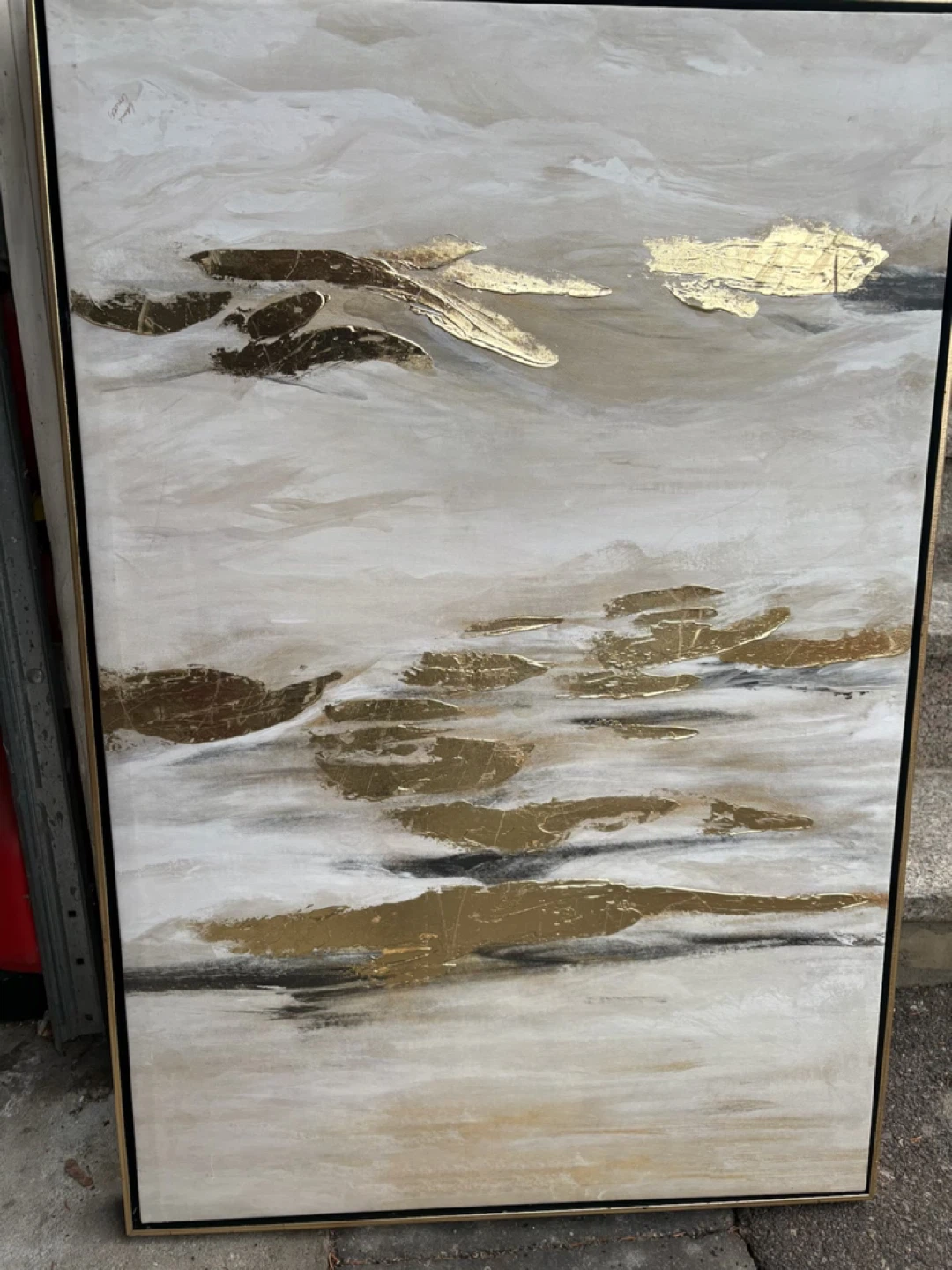 NEW Abstract Gold Leaf Framed Wall Art