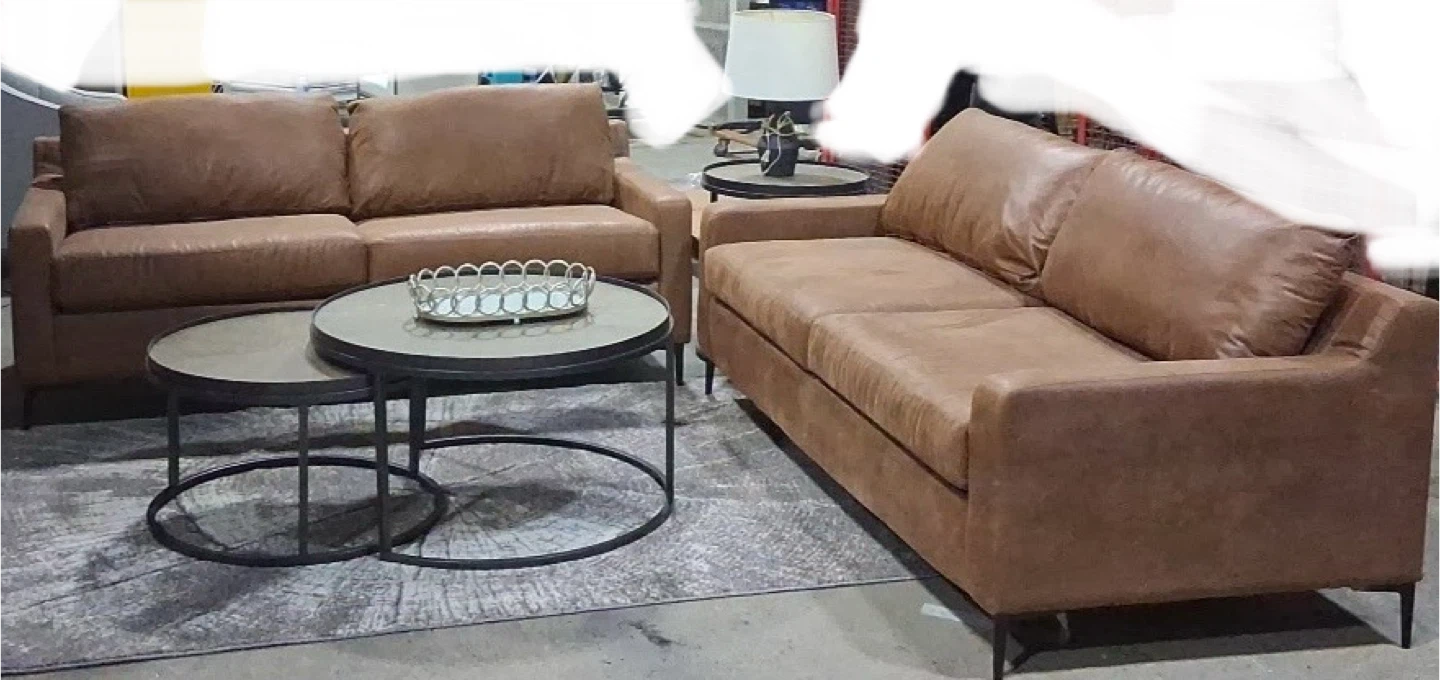 NewBrown Leather Sofa x 2 with sleeper