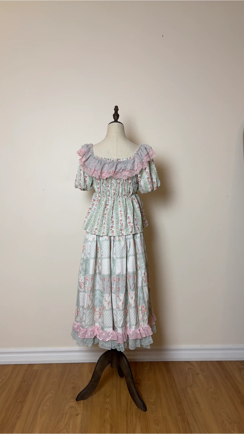 Vintage Floral Print Peasant Blouse and Skirt - photo 2