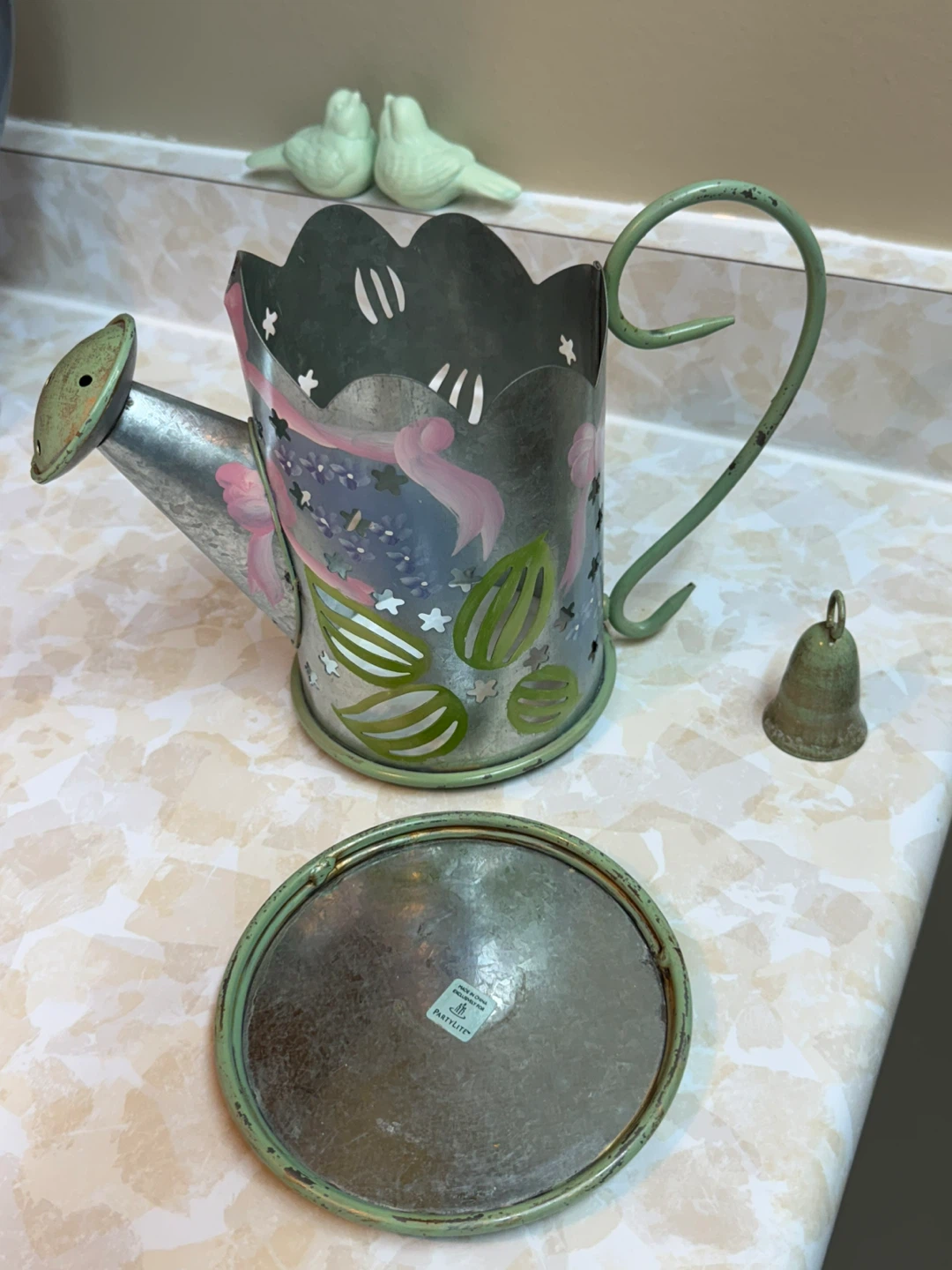 All-metal Party Lite candle holder shaped like a watering jug - photo 2