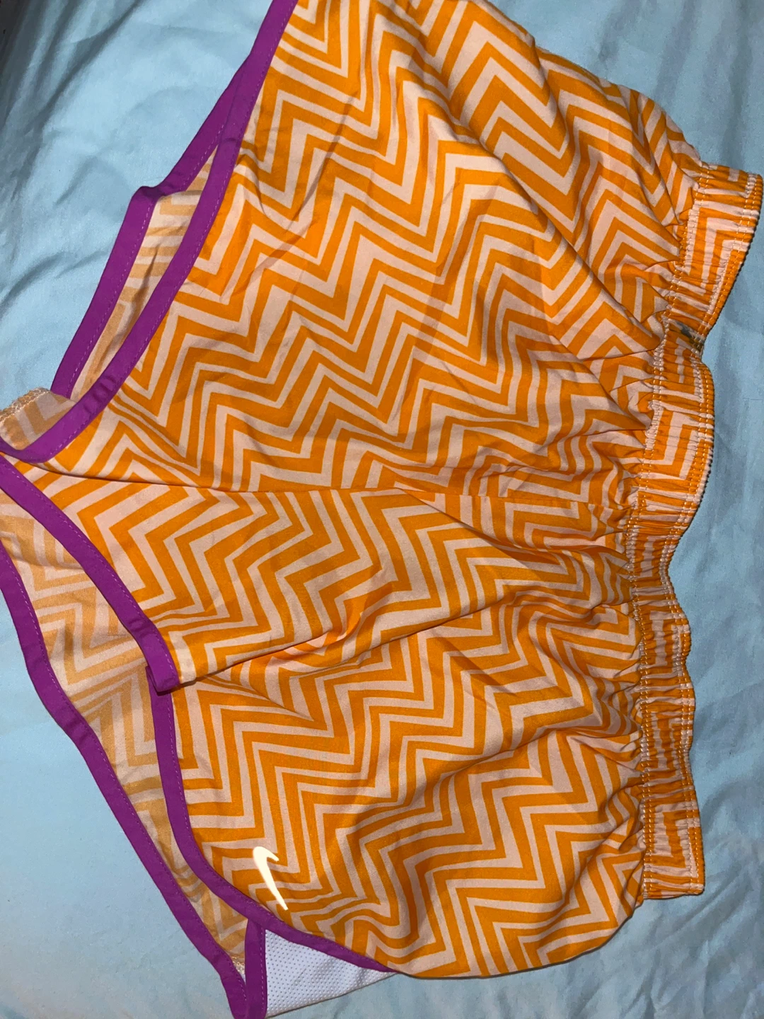 Nike Dri-Fit Running Shorts - Orange/White Chevron - Size M