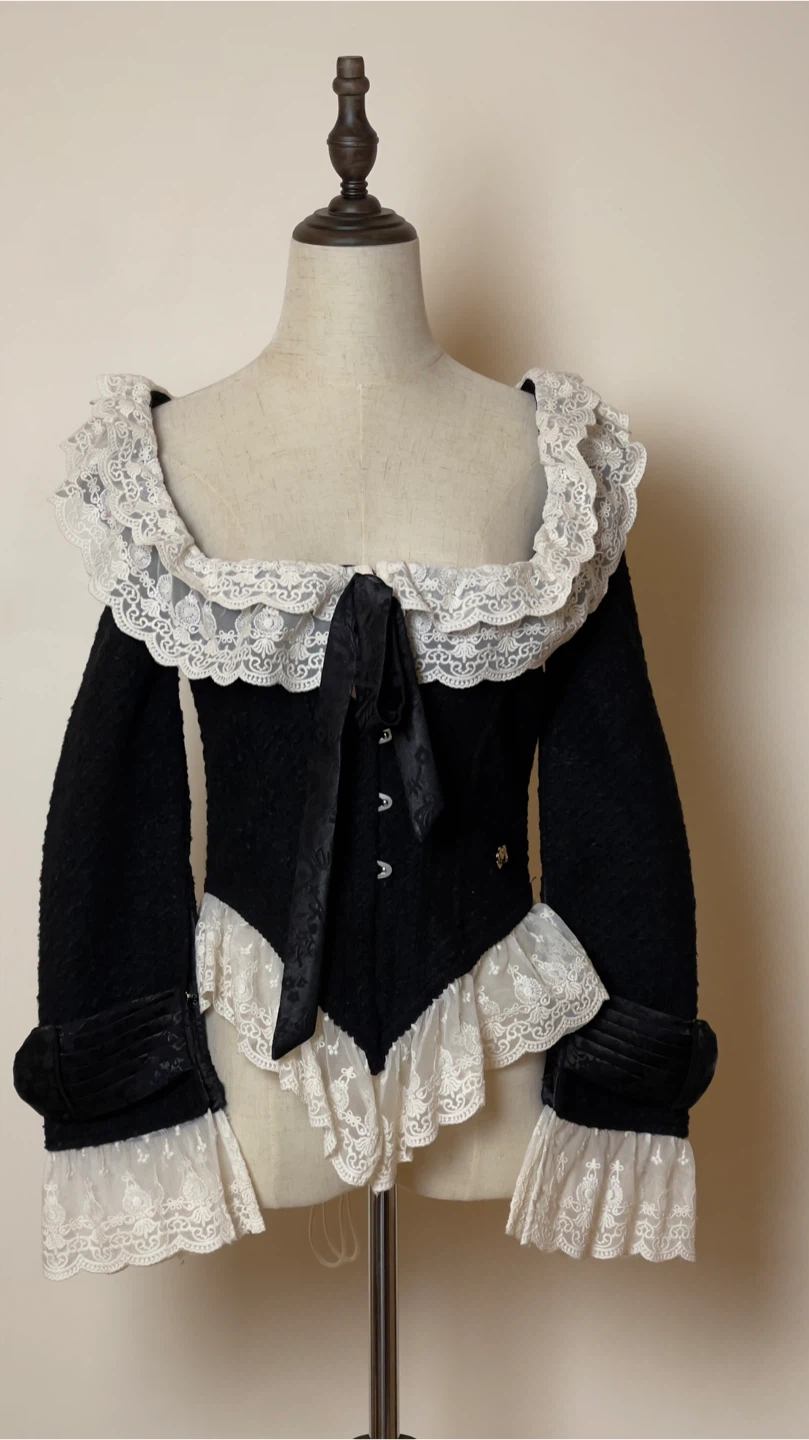 Lacemade - Black and White Lace Trim Corset Top - photo 3