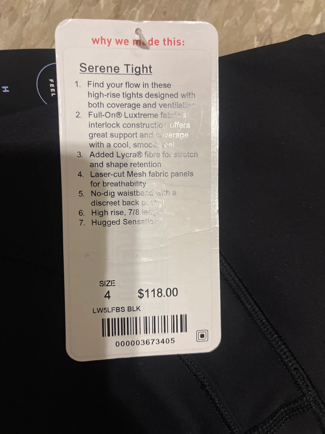 Lululemon Serene Tight Black Size 4 - photo 4